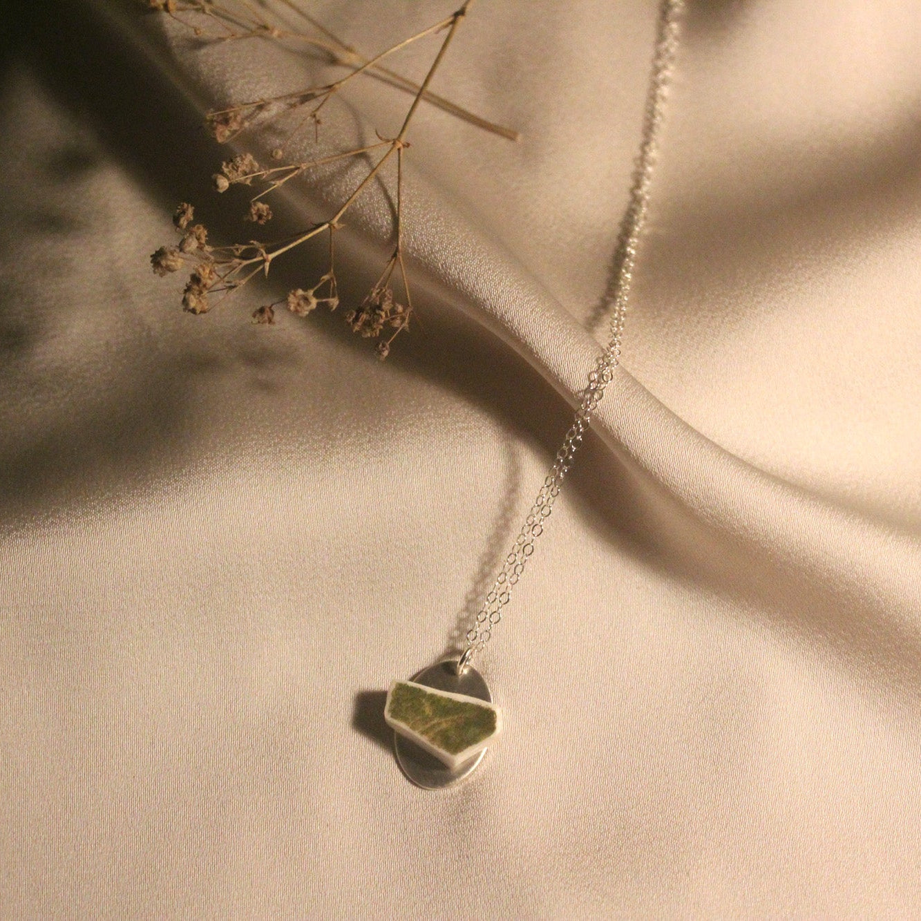 Green Field Necklace- Sterling Silver